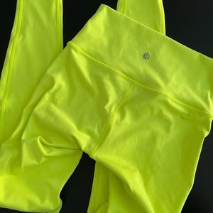 Lululemon Highlight Yellow Leggings and Sports Bra set